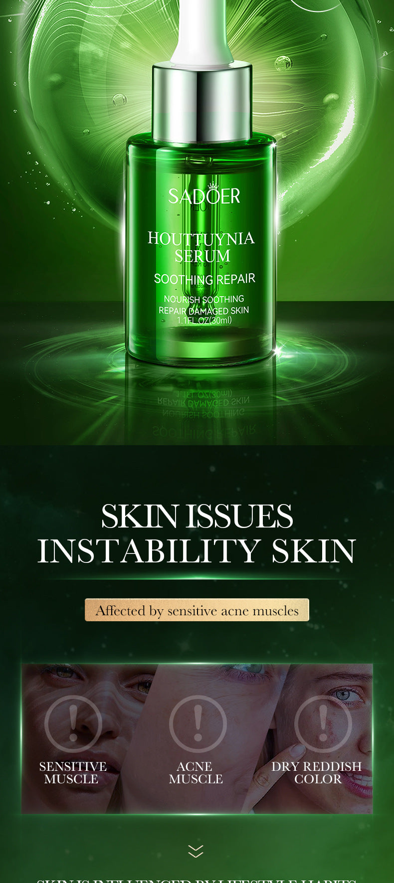 Houttuynia Cordata Essence30ml SADOER Hydrating, rejuvenating, moisturizing, and nourishing cross-border wholesale