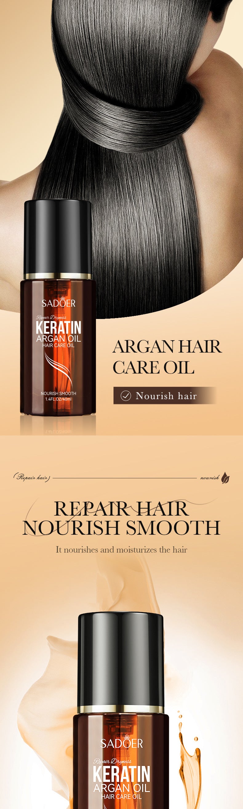 Full English Nut Oil Hair Care Essential Oil80mlSADOER Smooth and Frizz-Reducing Conditioner  Wholesale