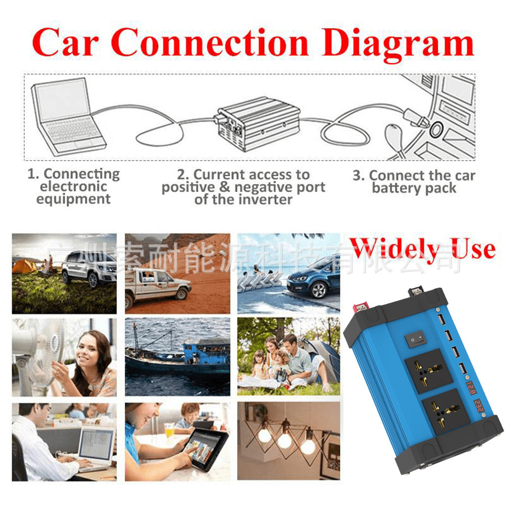 300W/500W 12V Turn110V 220V Vehicle Inverter4USB Dual Voltage Display car inverter