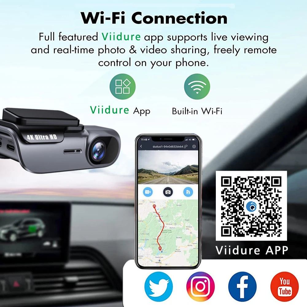 K05New4K Driving Recorder Mobile Phone Interconnection WIFI HD Night Vision Installation-Free Car Recorder