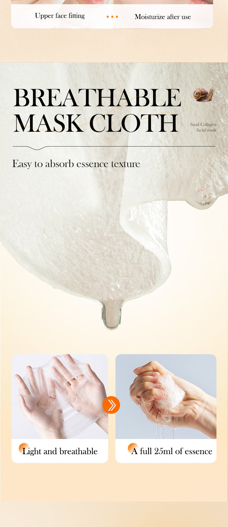 Full English Snail Face Mask SADOER Collagen anti-wrinkle firming delicate skin mask  wholesale