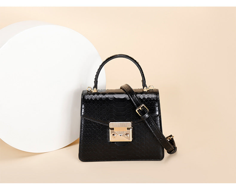 Snake Pattern Kelly Bag Niche Versatile Handbag High-Quality Fashion Women's Bag Light Luxury Single Shoulder Crossbody Women's Bag