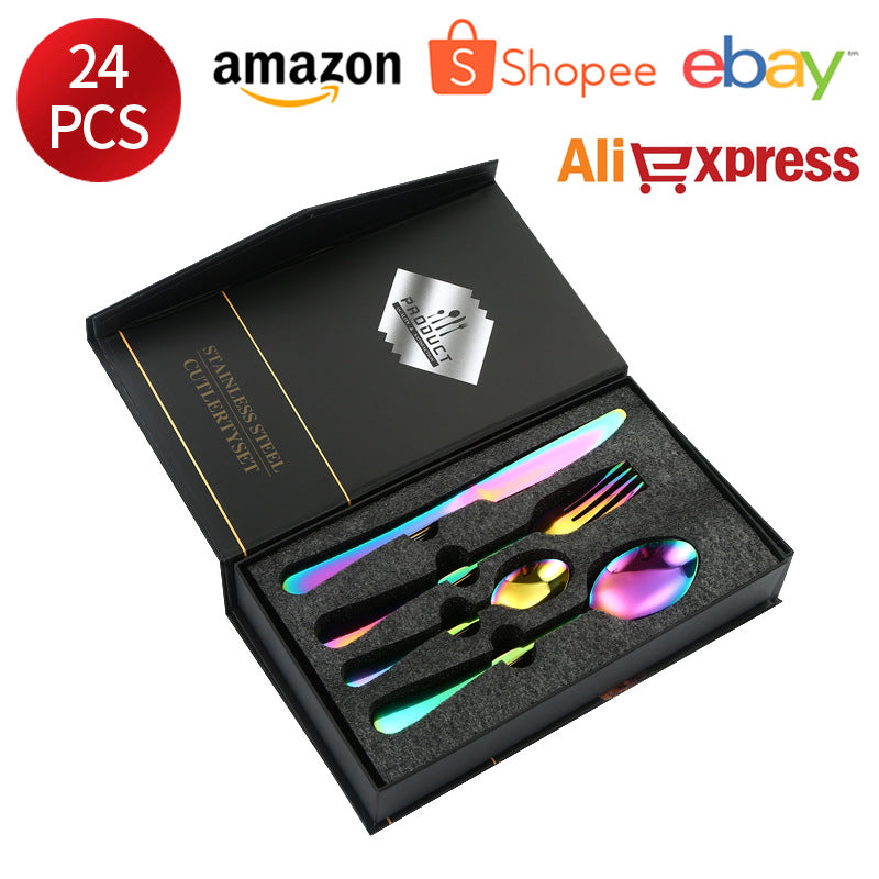 1010Stainless Steel Cutlery Knife Fork Spoon24Set of Western Steak Knives and Forks6Set for One Person