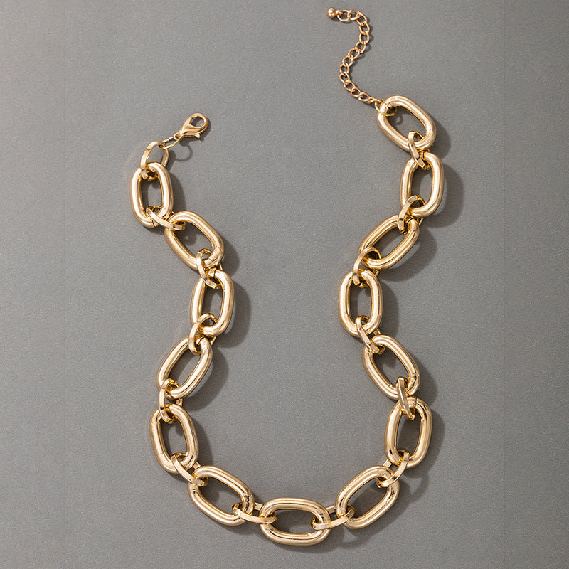 European and American Ornament Fashion Hip-Hop Short Thick Chain Geometric Necklace Metal Exaggerated Necklace