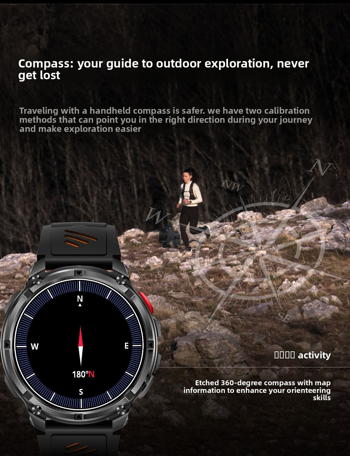 HT33Smart Watch Bluetooth Call True Heart Rate Step Count Sleep Monitoring Compass Deep Waterproof Sports Three-Proof