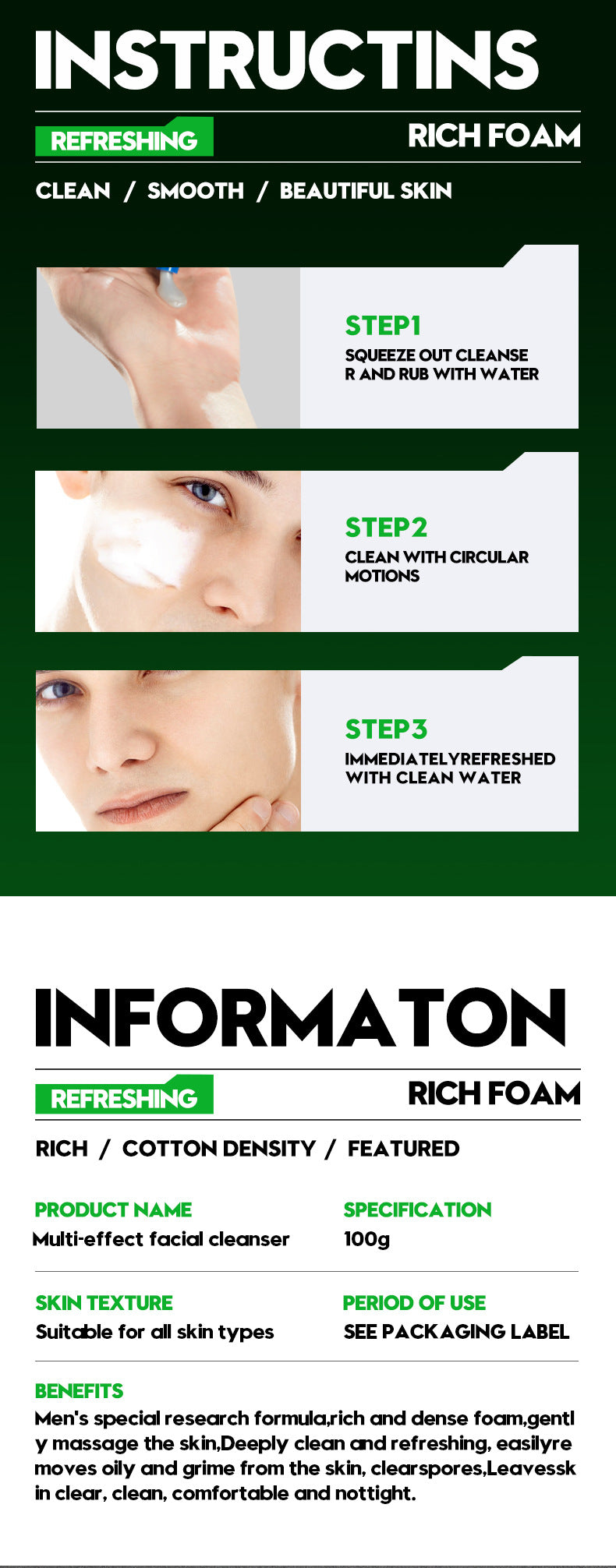 Full English Men's Facial Cleanser100g Cool and Refreshing Men's Cleansing Face Wash for  Wholesale