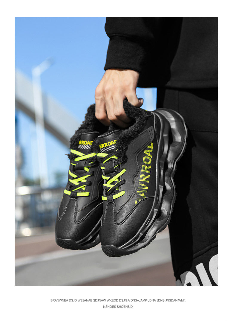 Winter New Ultra-fiber Leather Waterproof Fashion Casual Sports Shoes with Fleece Lining Warm Men's Shoes Non-slip Wear-resistant Running Shoes