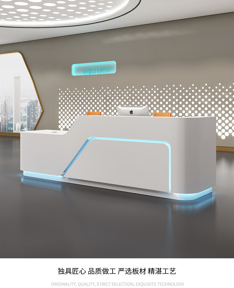 Company Front Desk Reception Desk In Stock Simple Modern White Lacquer Office Desk Bar Counter Beauty Salon Counter Cashier Desk