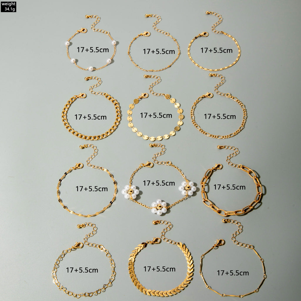 Fashionable Versatile Bracelet with Rhinestones and Imitation Pearl Set Ornament Wholesale Bracelets