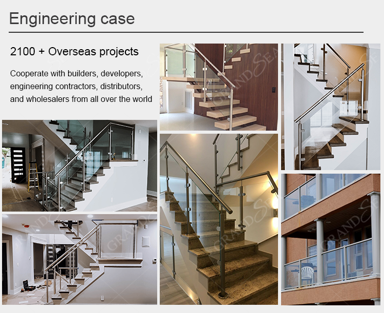 Contemporary Design Aluminum Glass Clamp Balcony Balustrades Handrail for Apartment Use