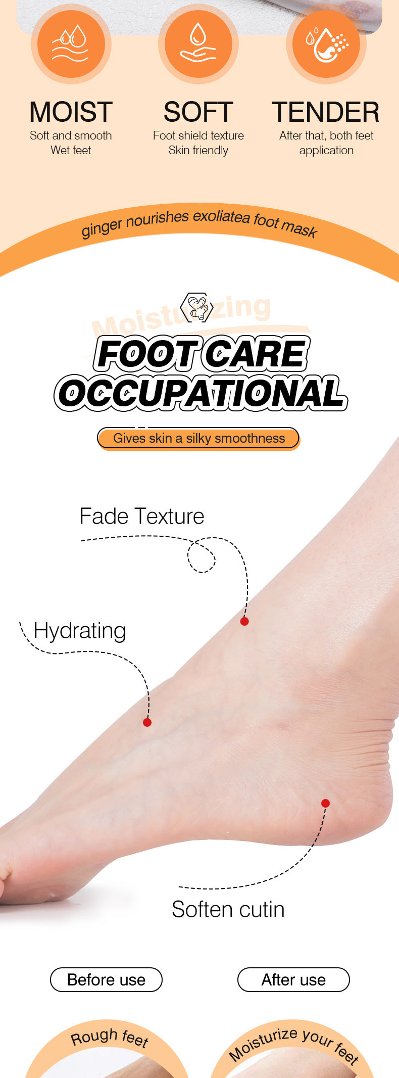 Ginger Foot Mask35g ZOZU Moisturizing, rejuvenating, and nourishing foot mask for cross-border foreign trade wholesale