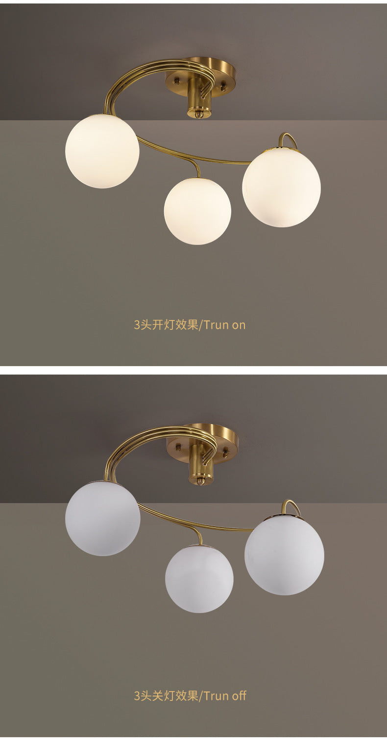 All-Copper Ceiling Light Nordic Creative Lighting Living Room Light Master Bedroom Ceiling Light Post-Modern Minimalist Dining Room Light