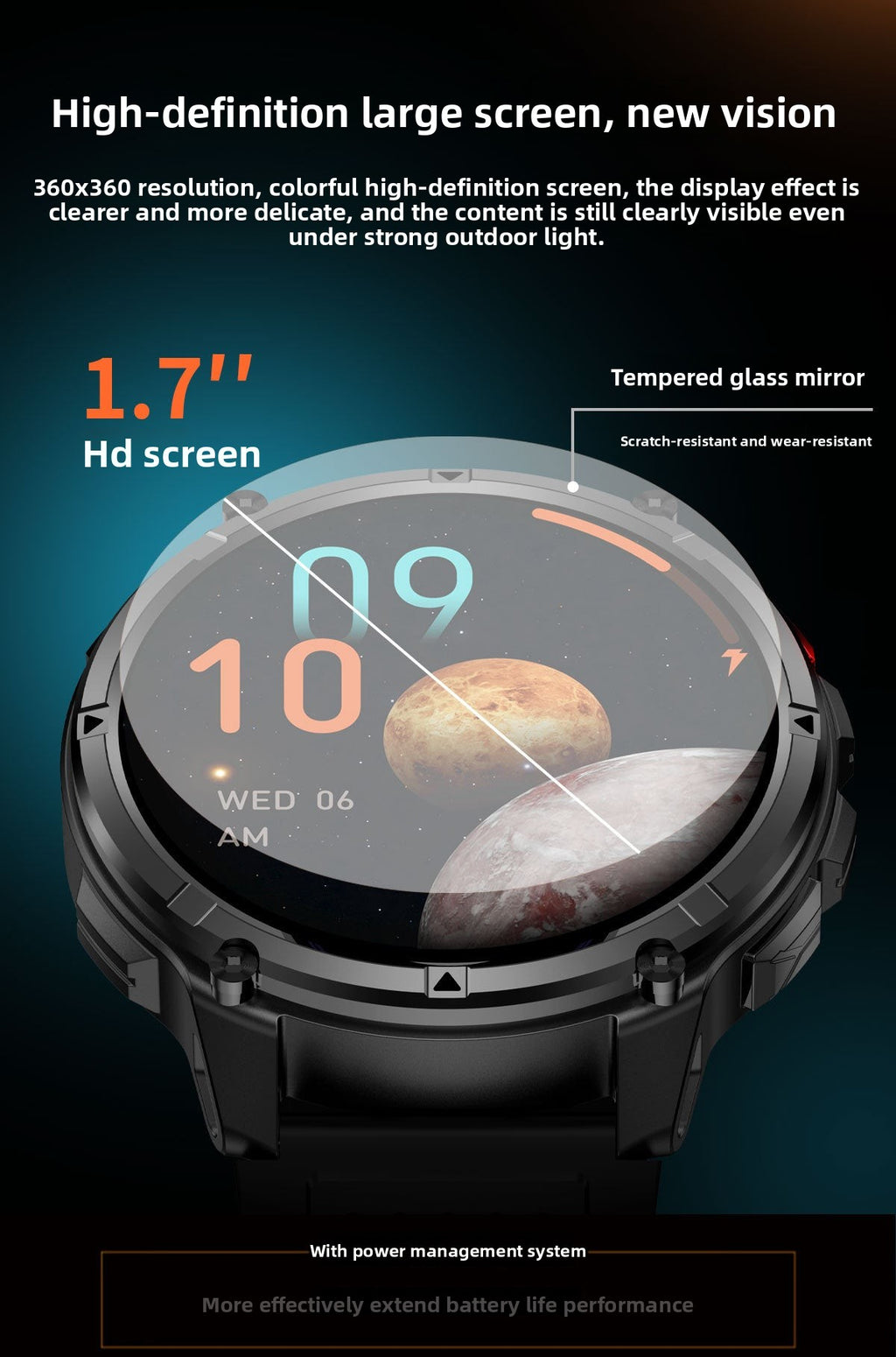 HT33Smart Watch Bluetooth Call True Heart Rate Step Count Sleep Monitoring Compass Deep Waterproof Sports Three-Proof