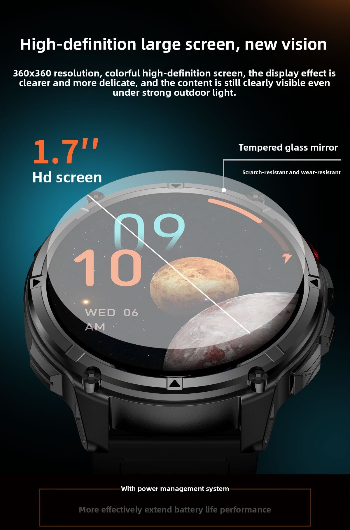 HT33Smart Watch Bluetooth Call True Heart Rate Step Count Sleep Monitoring Compass Deep Waterproof Sports Three-Proof