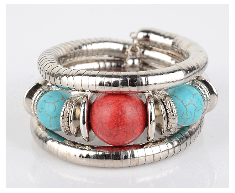 Factory Direct Sale Three-Circle Bracelet European and American Style Exaggerated Personality Spacer Vintage Beaded Bohemian Multi-Layer Bracelet