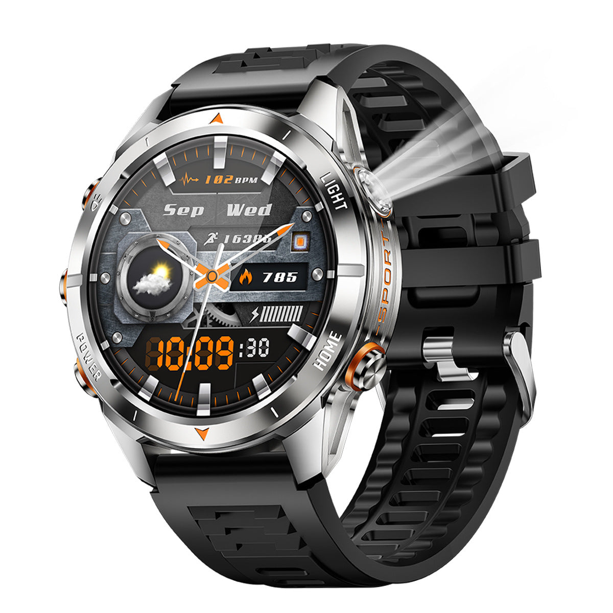 KT80Smart Watch Bluetooth Call True Heart Rate Step Sleep Monitoring IP68Deep Waterproof Flashlight Three-Proof