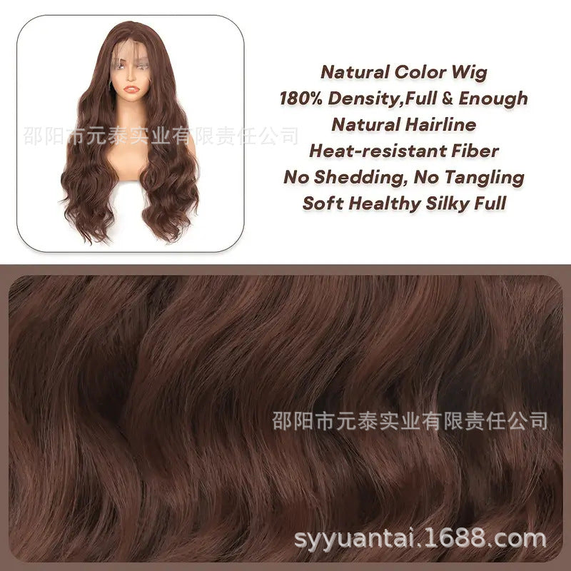 Synthetic Body Wave Chocolate Brown 13X4 Lace Front Wigs