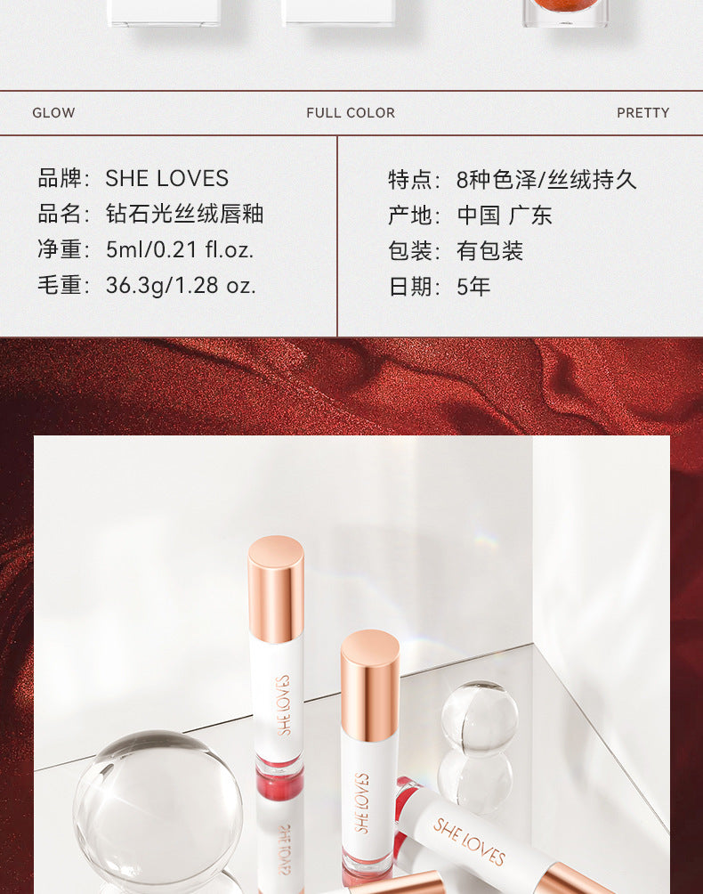 SHELOVES Diamond Fine Shimmer Matte Liquid Lipstick LiquidLipstick Wholesale Lip Gloss