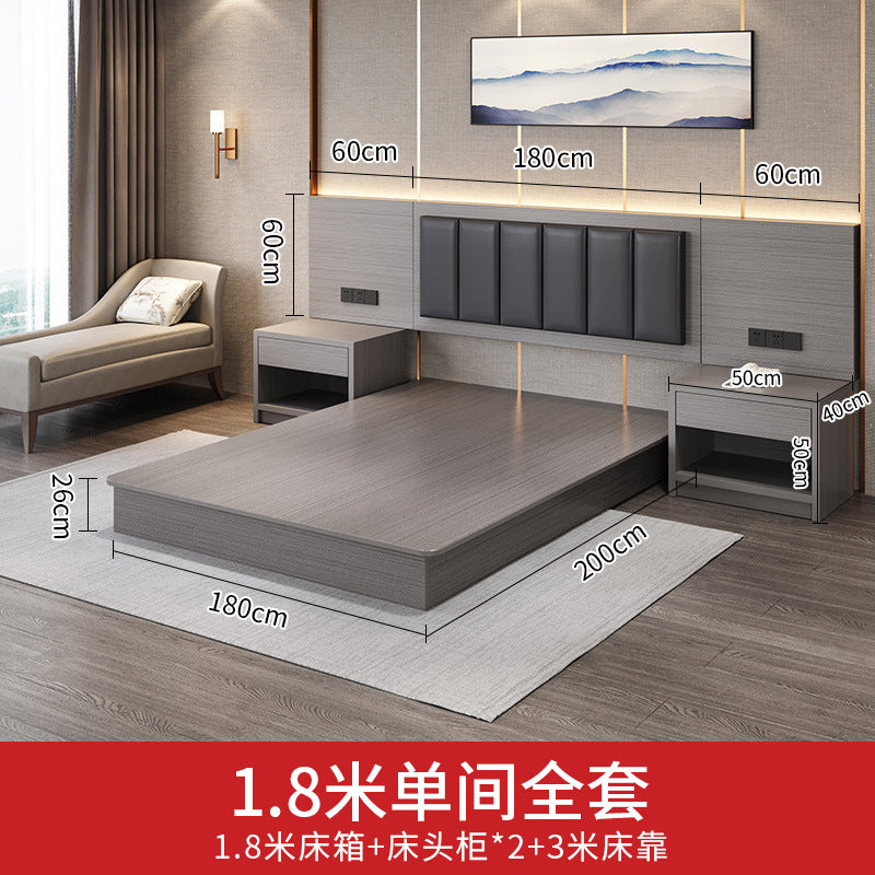 Hotel Guesthouse Bed Standard Room Full Set Furniture Apartment Homestay Single Double Bed Hotel Rental Room Special Bed Box