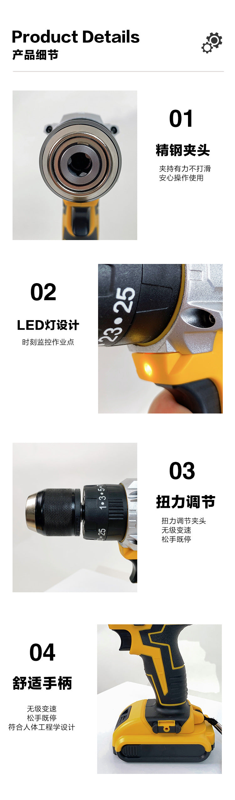 DW High-Power Electric Drill for Home Use, Cordless Drill with Lithium Battery, Multi-Functional Impact Pistol Drill, Electric Drill