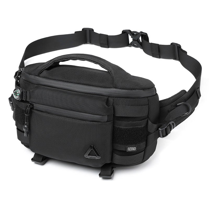 OZUKO Men's Waist Bag Waterproof High-End Crossbody Bag Chest Bag Tactical Trendy Portable Functional Travel Bag