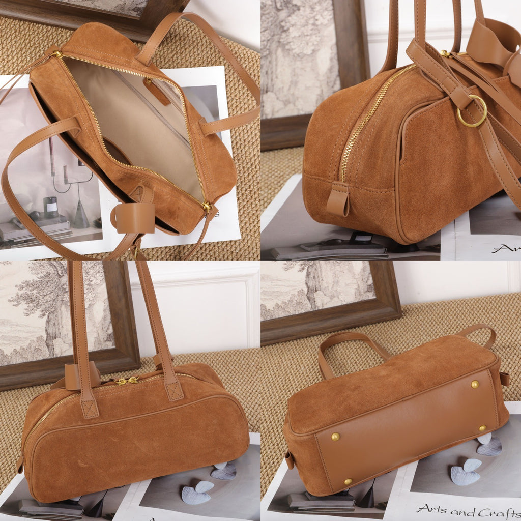 European and American Style Matte Leather Women's Bag High-End Luxury Boston Bag Lazy Style Korean Versatile Niche Underarm Shoulder Bag