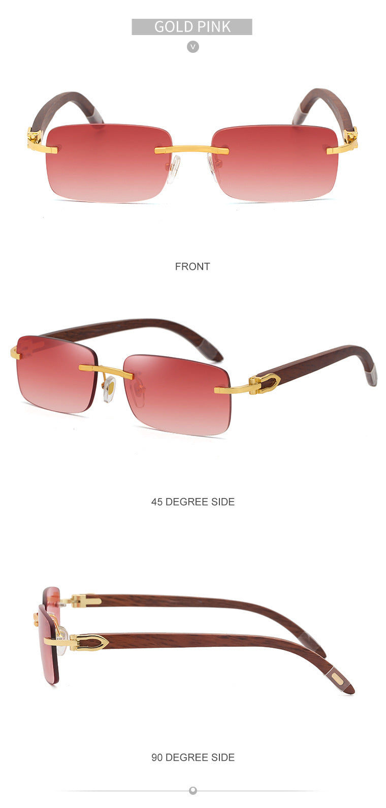 Fashion Sunglasses for Men Frameless Wooden Leg Slingshot Sunglasses Men Trendy Wooden Optical Frame sunglasses