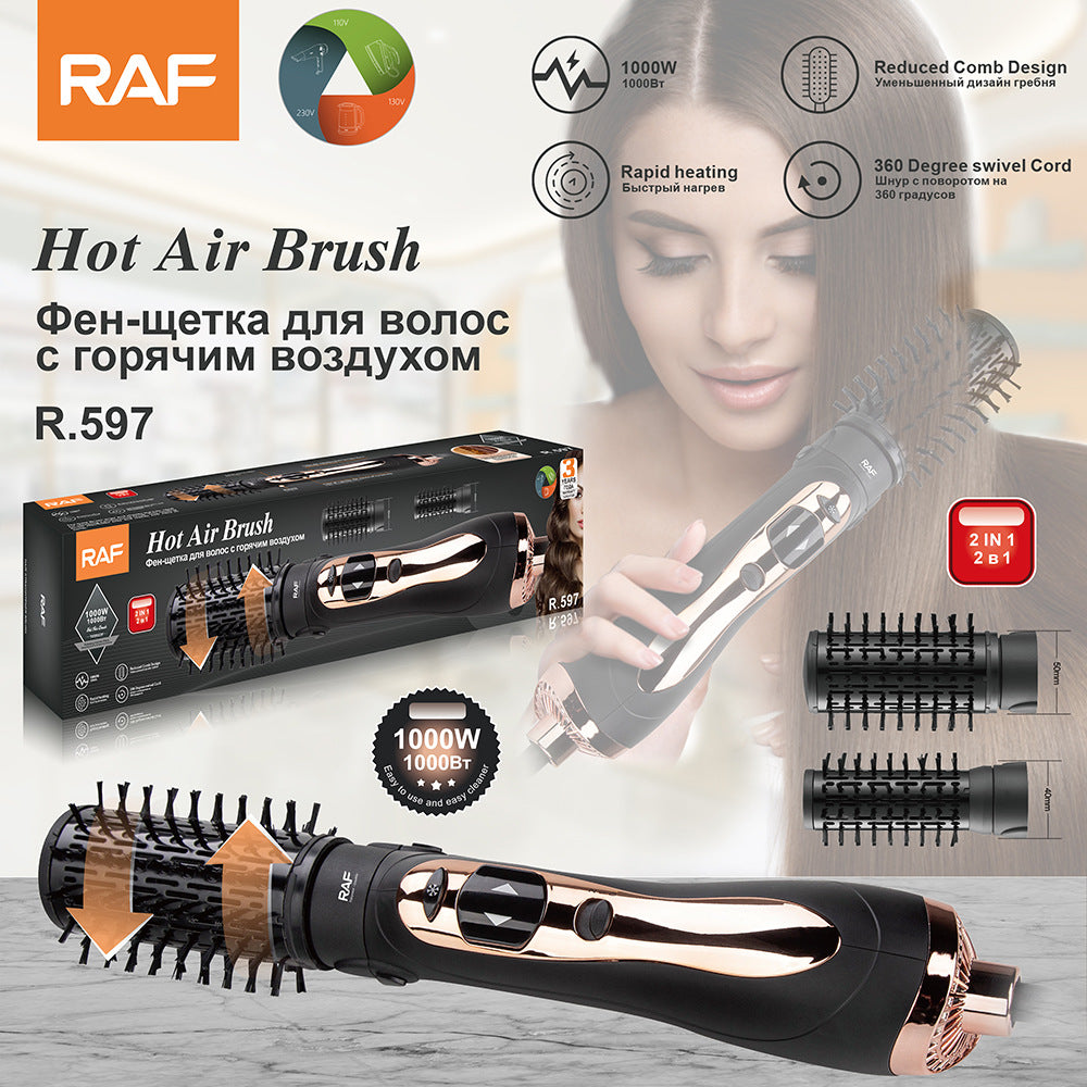 RAF EU Standard Curling and Straightening Dual-use Hair Styling 2-in-1 Hot Air Brush Automatic Curling Iron Electric Hair Dryer