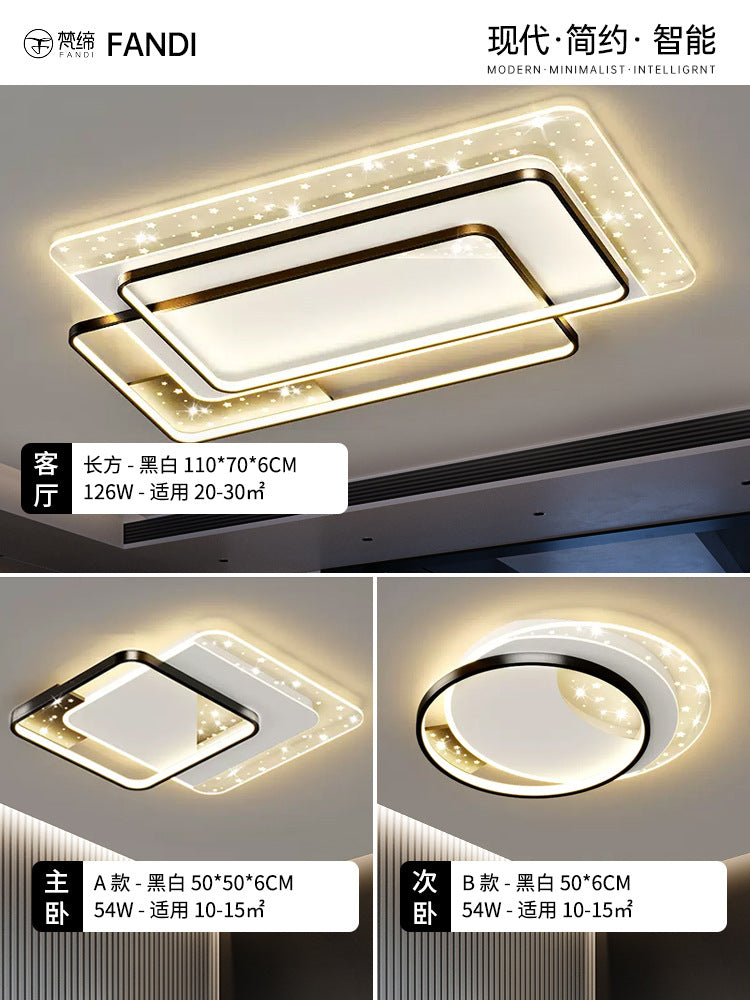 LED Light Luxury Living Room Main Light Starry Sky Restaurant Chandelier Modern Simple Nordic Bedroom Ceiling Light Full House Package