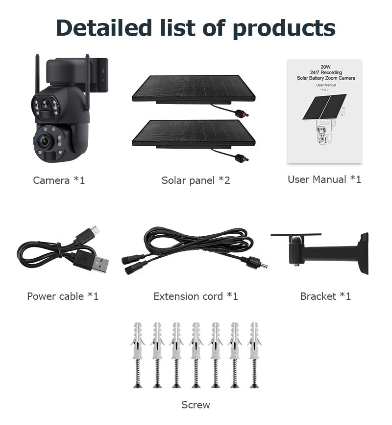 600Wan HD Solar Outdoor Low Power Binoculars3610x Zoom Camera4G Wireless Surveillance Bullet Camera