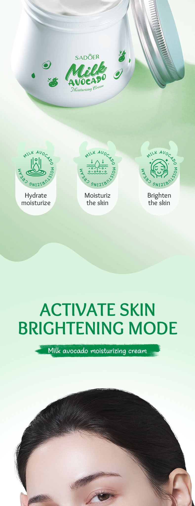 Milk Fruit Cream SADOER Smooth and delicate hydrating skin moisturizing cream cross-border foreign trade wholesale