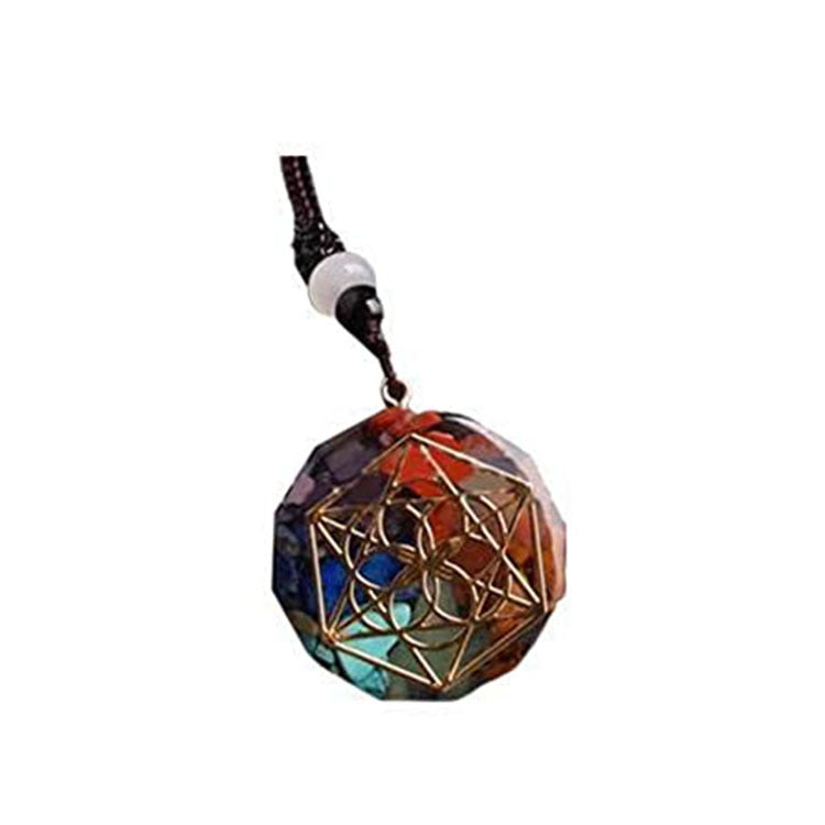 Men's Colorful Pendant Necklace Personalized Natural Crushed Stone Crystal Accessories Necklace Women's Colorful Crushed Stone Resin Necklace