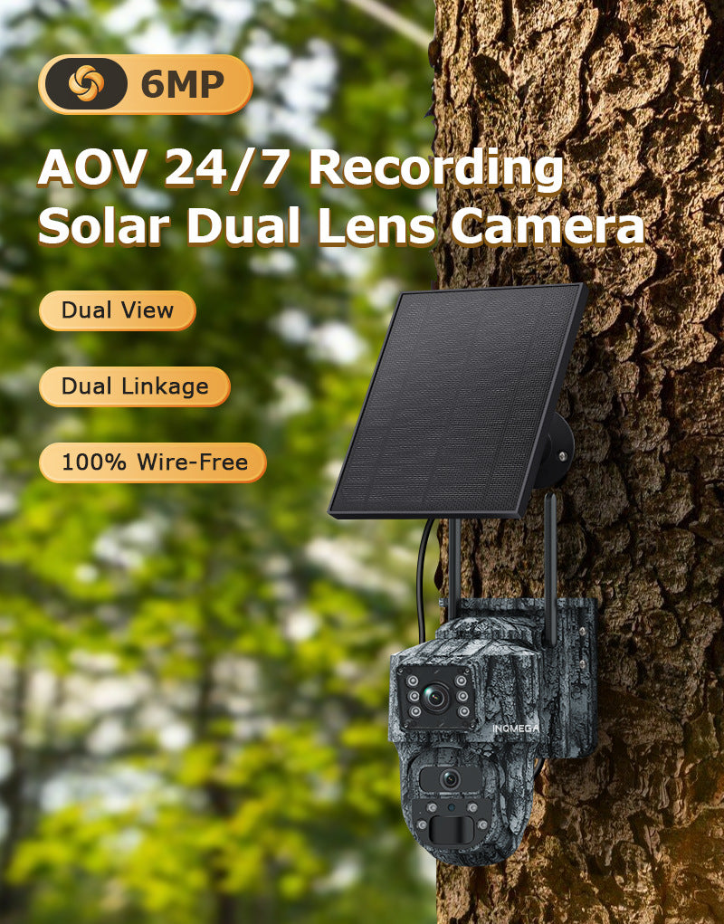 New Product AOV Solar-powered Camera6MP HD Binoculars4G Outdoor Camouflage Solar Camera