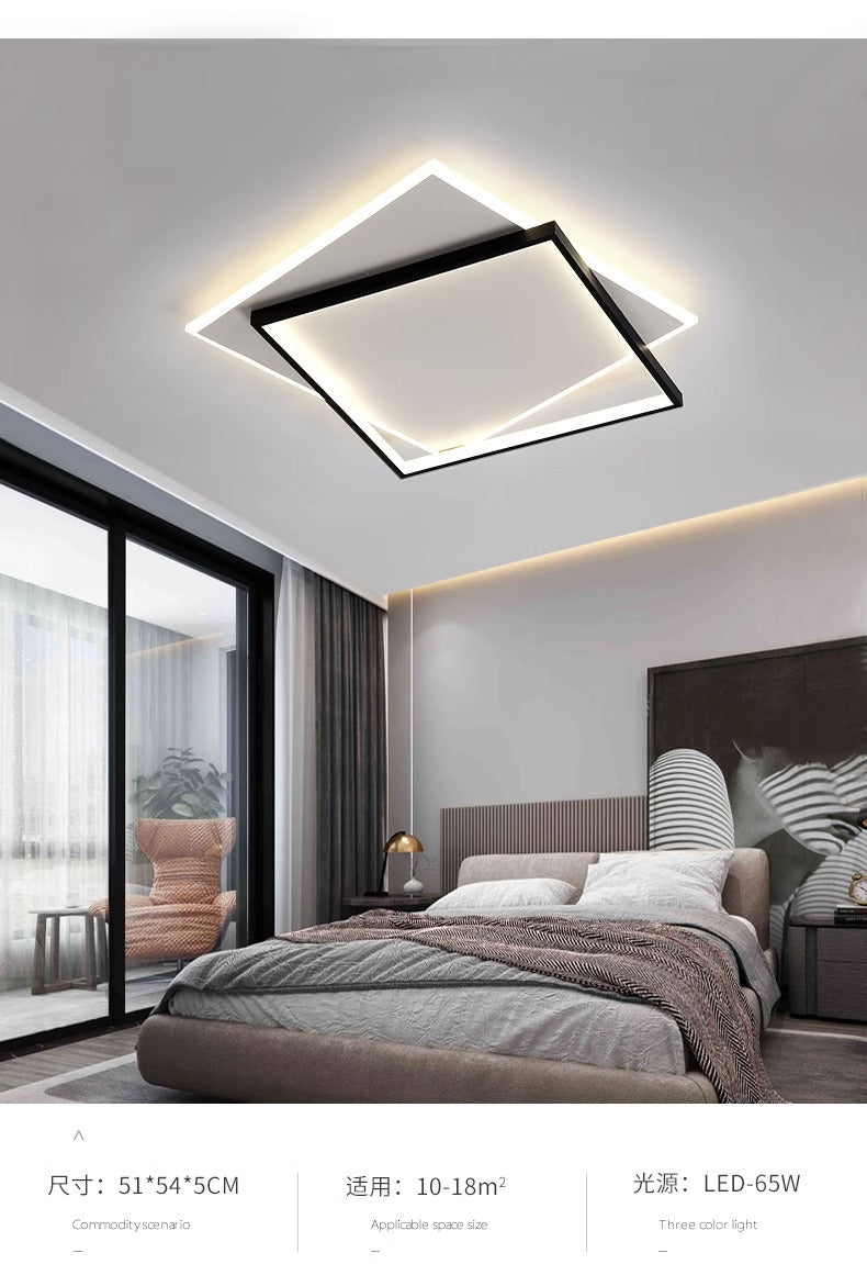 Rectangular Living Room Lamp LED Ceiling Lamp Art Bedroom Lamp Nordic Simple Modern Elegant Lighting Set