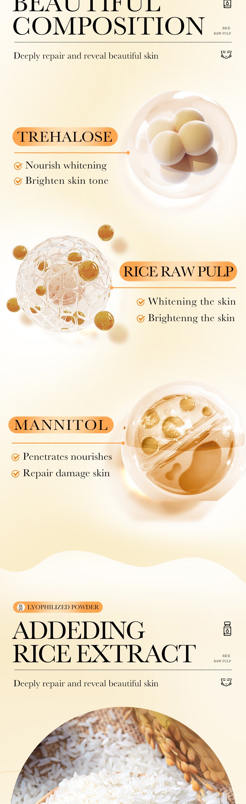 Rice Freeze-Dried Powder Set BIOAOUA Whitening and Repairing Original Powder Freeze-Dried Powder Cross-Border Wholesale