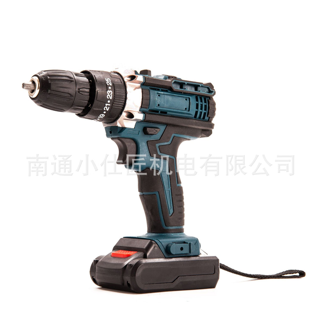 Cross-Border Cordless Drill One Battery One Charger Dual-Speed Brushless Rechargeable Impact Drill Household High Power Export Amazon Model