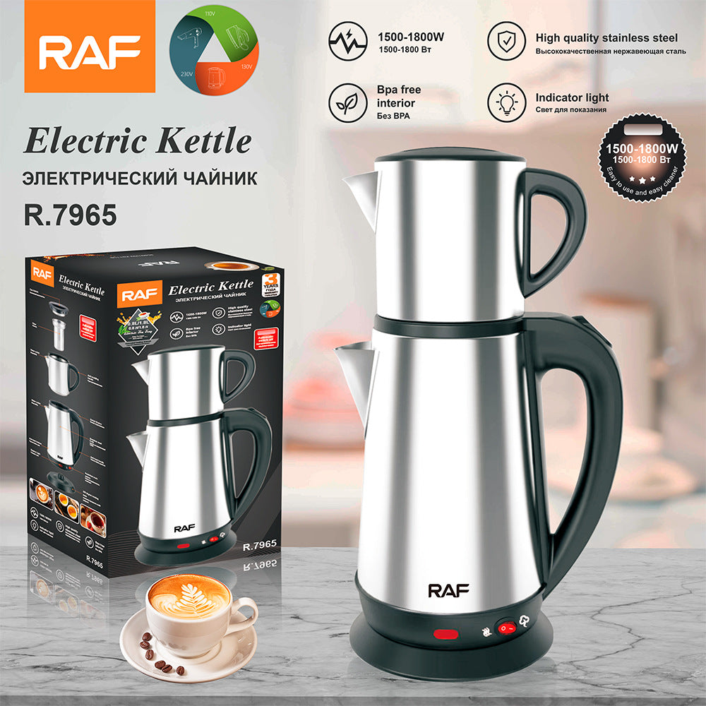 RAF European Standard Stainless Steel 0.8+1.8L Multifunctional Electric Kettle Automatic Large Capacity Multifunctional Kettle