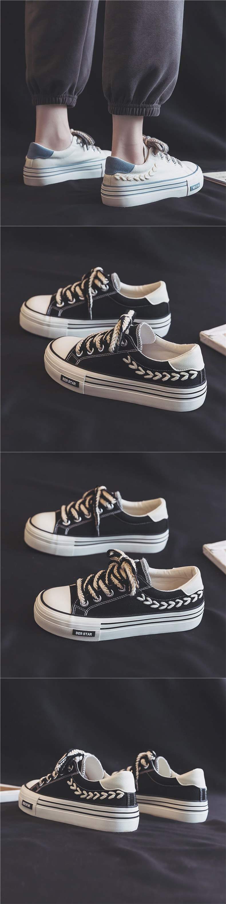 Women's Canvas Shoes2025Autumn New Wheat Spike Niche Design Campus Black Women's Shoes Versatile Casual Sneakers