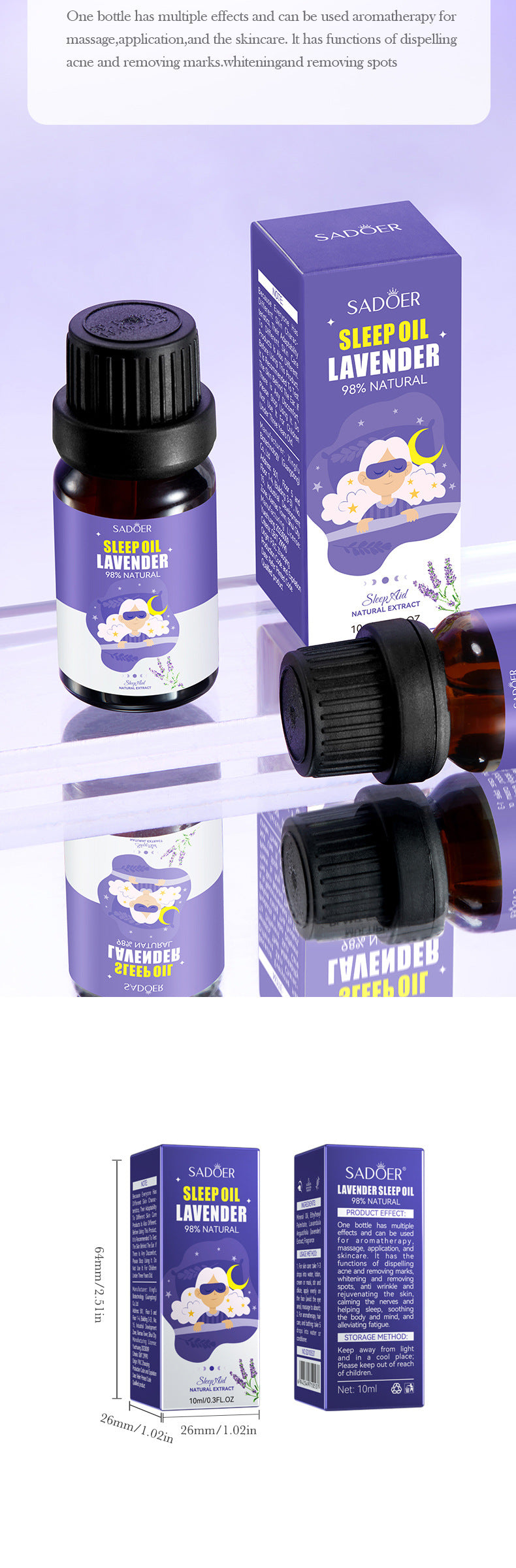 Lavender Essential Oil SADOER Fragrance improves sleep and relieves fatigue essential oil cross-border foreign trade wholesale