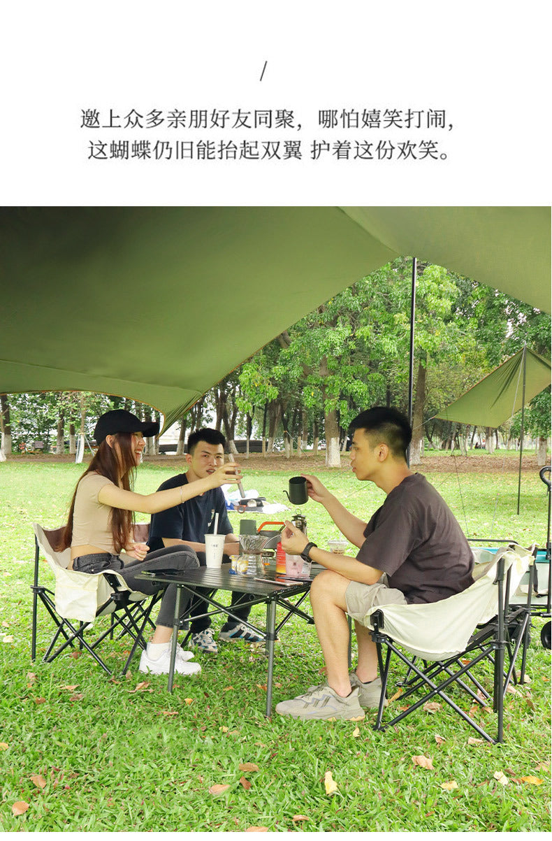 Canopy Tent Outdoor Camping Hexagonal Black Coated Silver Tarp Awning Camping Picnic Equipment Large Size Canopy