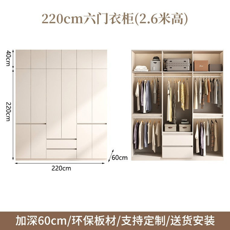 2025New Cream Style Wardrobe for Home Bedroom, Segmented Simple Modern Storage Cabinet, Large Coat Closet