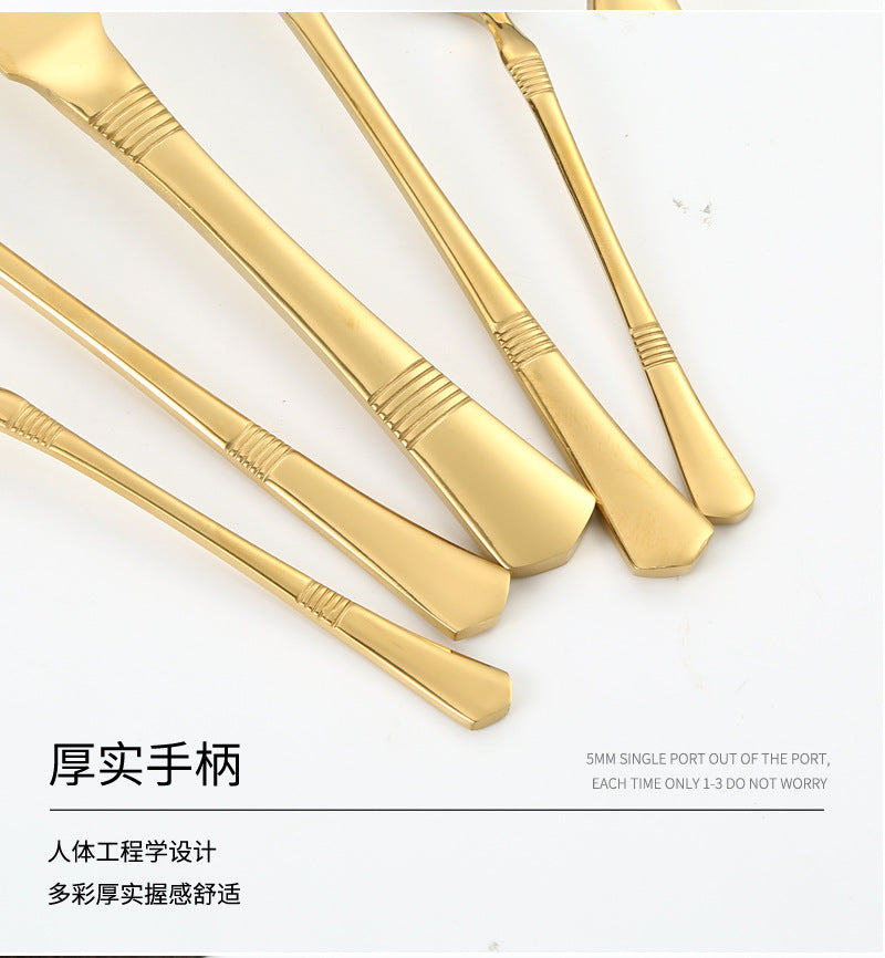 Stainless Steel Cutlery Western Steak Knife and Fork6Restaurant Crown Knife, Fork, and Spoon for One Person24Piece Suit