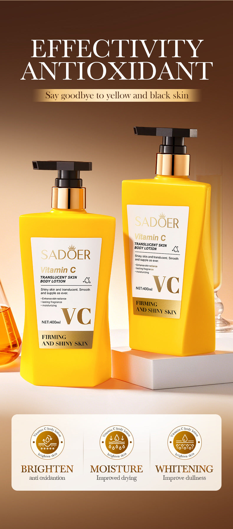 All English Vitamins C Translucent Body Lotion SADOER Moisturizing Body Lotion  Wholesale