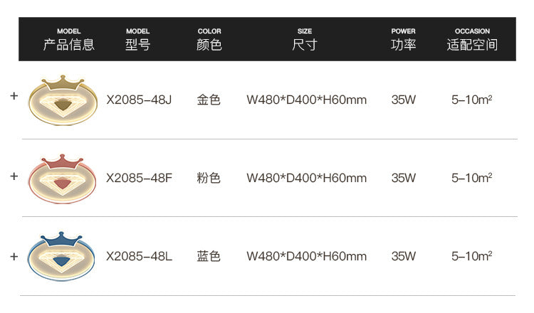 Children's Room Crown Ceiling Lamp led Room Bedroom Lamp Iron Art Boys Girls Energy-saving Eye Protection Cartoon Lamp Wholesale