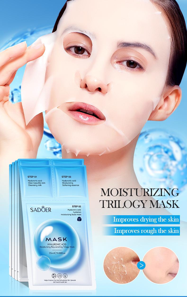 Trilogy Mask SADOER Hyaluronic Acid Firming Acne Removal Hydrating Beauty Mask Cross-Border Wholesale