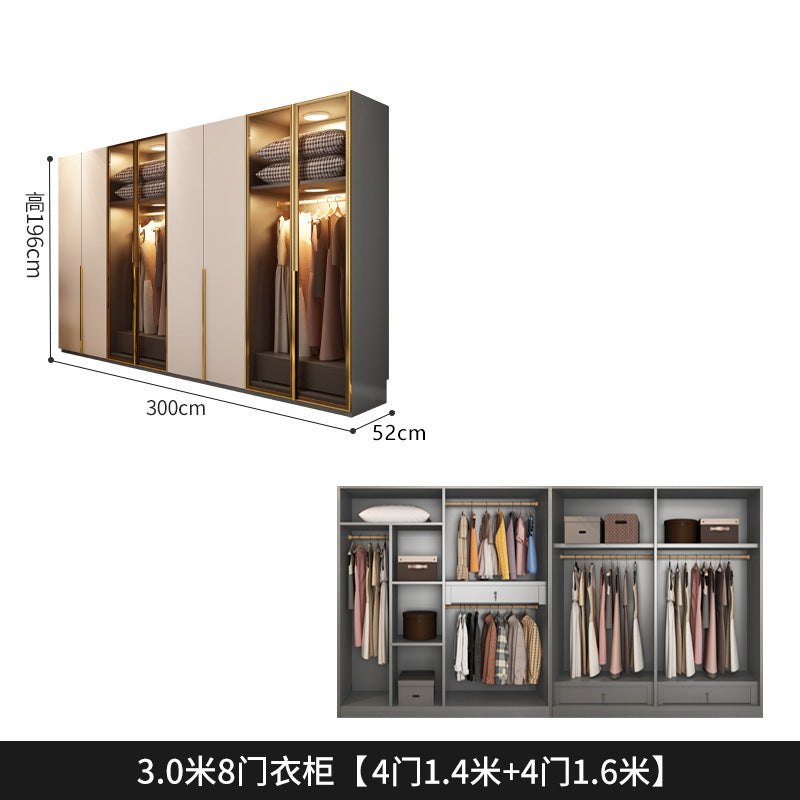 Light Luxury Glass Door Wardrobe Modern Home Bedroom Cloakroom Custom Processing Assembly Wardrobe Storage Large Wardrobe