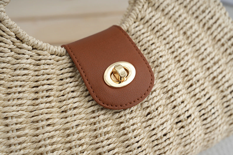 Crossbody Women's Bag New Fashion Single Shoulder Straw Bag Niche Handbag Vacation Beach Bag Korean Style Straw Bag Woven Bag