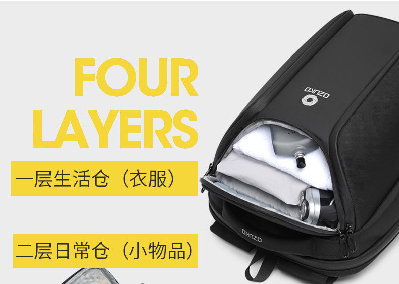 ozuko New Men's Business Backpack School Bag Student Multifunctional Computer usb Waterproof Korean Style Backpack