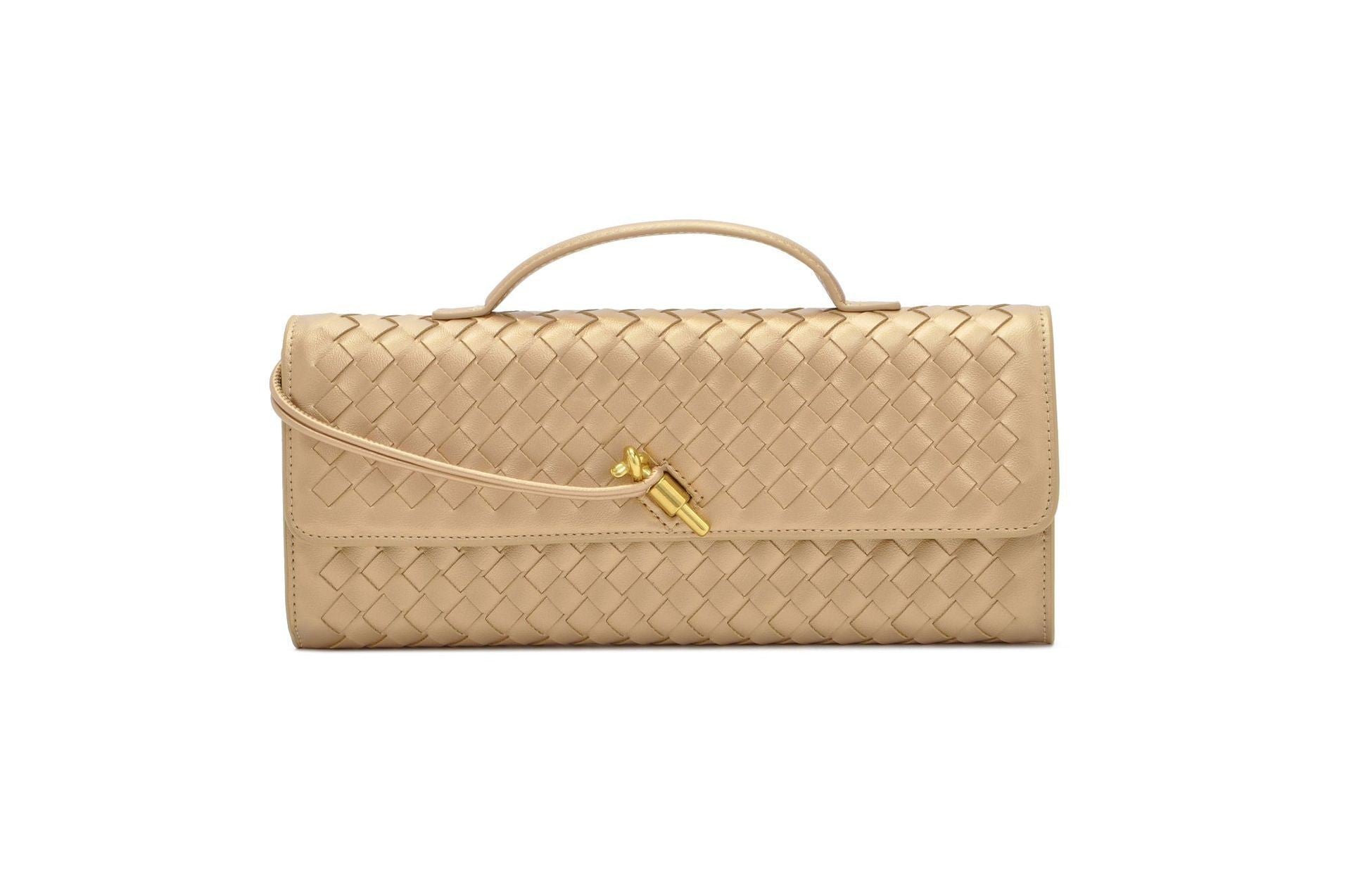 European and American Niche Woven Single Shoulder Baguette Bag Fashion Horizontal Clutch Bag Organ Lady Crossbody Bag Long Bag