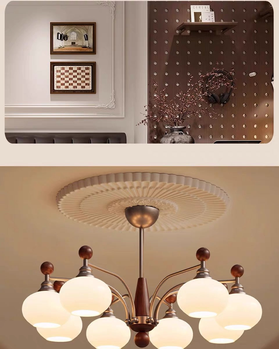Vintage Retro Solid Wood Living Room Designer Persimmon Pendant Light Vintage French Cream Style Bedroom Living Room Dining Room Light